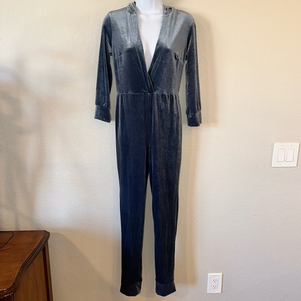 Forever 21 Charcoal Velvet Jumpsuit